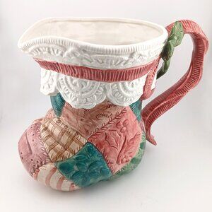 Fitz & Floyd Christmas Quilted Stocking Pitcher Vintage1991 Mint Condition
